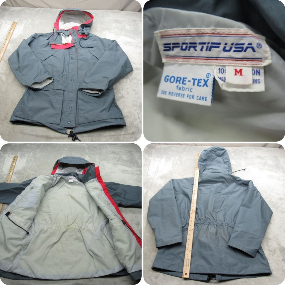 Sportif USA Gore-Tex Jacket‎ Womens Medium Gray Hooded Waterproof Rain Parka